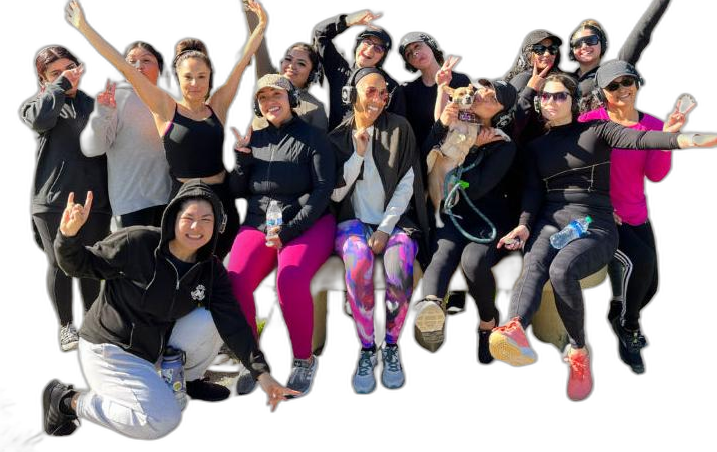 LOVEHER community on a real outdoor hike — every few weeks we connect